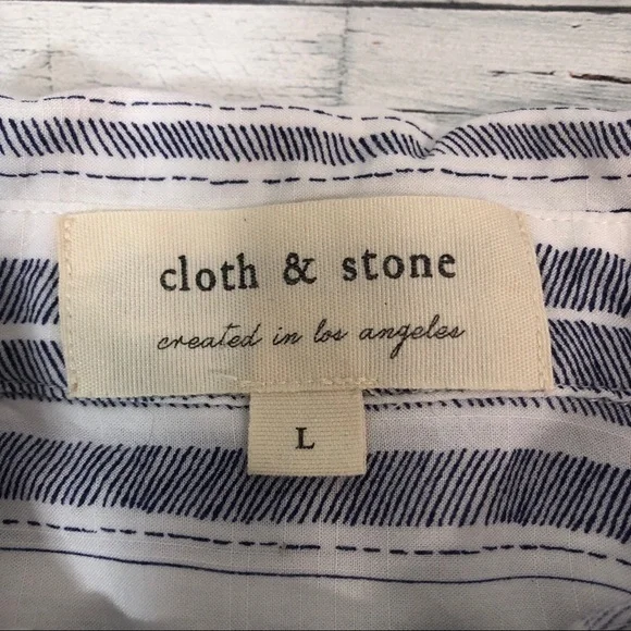 Cloth & Stone Button Up Cuffed Cap Sleeve Collar Top Large - Picture 4 of 9